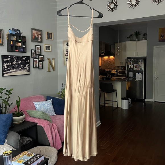 Zara Satin Effect Midi Slip Dress - Champagne - Picture 5 of 6